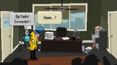 Screenshot of Detective Case and Clown Bot in: Murder in the Hotel Lisbon