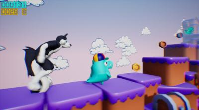 Screenshot of Dino running from a FURRY: GAMESFORFARM