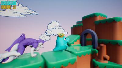 Screenshot of Dino running from a FURRY: GAMESFORFARM