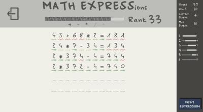 Screenshot of MATH EXPRESSions