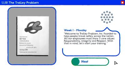 Screenshot of Trolley Problem, Inc.
